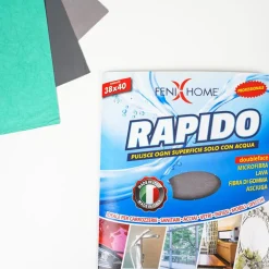 PANNO RAPIDO 3 PZ LAVA SGRASSA E ASCIUGA IN MICROFIBRA FIBRA DI GOMMA MULTIUSO