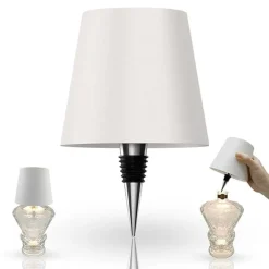 PARALUME PER BOTTIGLIA VINO A LED RICARICABILE DIMMERABILE LUCE SENZA FILI BAR SOGGIORNO