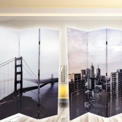 PARAVENTO SEPARE DIVISORIO CON 3 PANNELLI 180X120 STAMPA FRONTE RETRO GATEBRIDGE