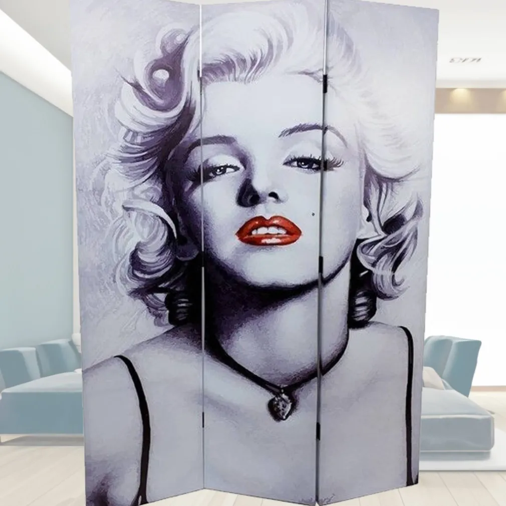 PARAVENTO SEPARE DIVISORIO CON 3 PANNELLI 180X120CM STAMPA F R MARILYN MONROE