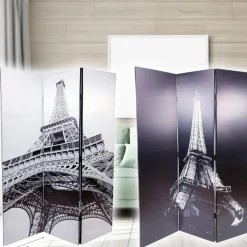 PARAVENTO SEPARE DIVISORIO CON 3 PANNELLI 180X120CM STAMPA FRONTE RETRO PARIGI
