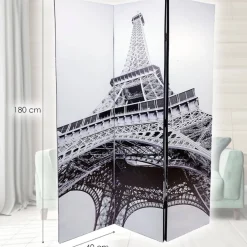 PARAVENTO SEPARE DIVISORIO CON 3 PANNELLI 180X120CM STAMPA FRONTE RETRO PARIGI