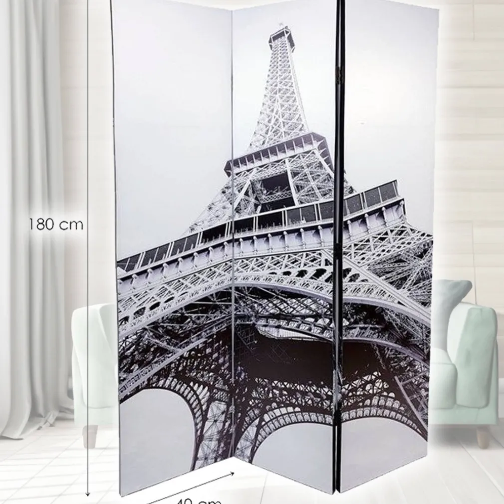 PARAVENTO SEPARE DIVISORIO CON 3 PANNELLI 180X120CM STAMPA FRONTE RETRO PARIGI