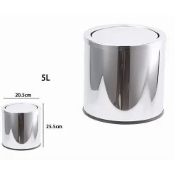 PATTUMIERA ACCIAIO 5 LITRI BIDONE CESTINO SPAZZATURA COPERCHIO BASCULANTE 87463
