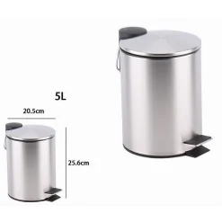 PATTUMIERA ACCIAIO A PEDALE 5LITRI BIDONE CESTINO SPAZZATURA DA BAGNO CASA 87444
