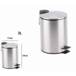 PATTUMIERA ACCIAIO A PEDALE 3 LITRI BIDONE CESTINO SPAZZATURA BAGNO CASA 87443