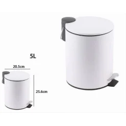 PATTUMIERA ACCIAIO PEDALE 5 LT BIDONE CESTINO SPAZZATURA BAGNO CASA BIANCO 87450