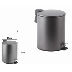 PATTUMIERA ACCIAIO PEDALE 3 LT BIDONE CESTINO SPAZZATURA BAGNO CASA GRIGIO 87451