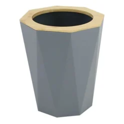 PATTUMIERA CESTINO SPAZZATURA A CILINDRO ESAGONALE GEOMETRICO GRIGIO LEGNO DA BAGNO 10850
