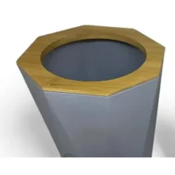 PATTUMIERA CESTINO SPAZZATURA A CILINDRO ESAGONALE GEOMETRICO GRIGIO LEGNO DA BAGNO 10850