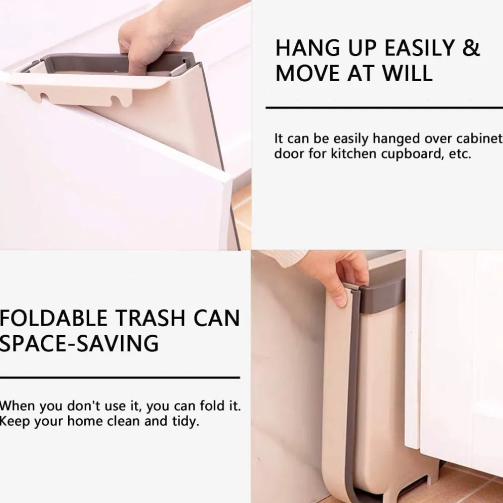 PATTUMIERA DA CUCINA CESTINO SPAZZATURA SOSPESO PIEGHEVOLE IN PLASTICA DA ANTA