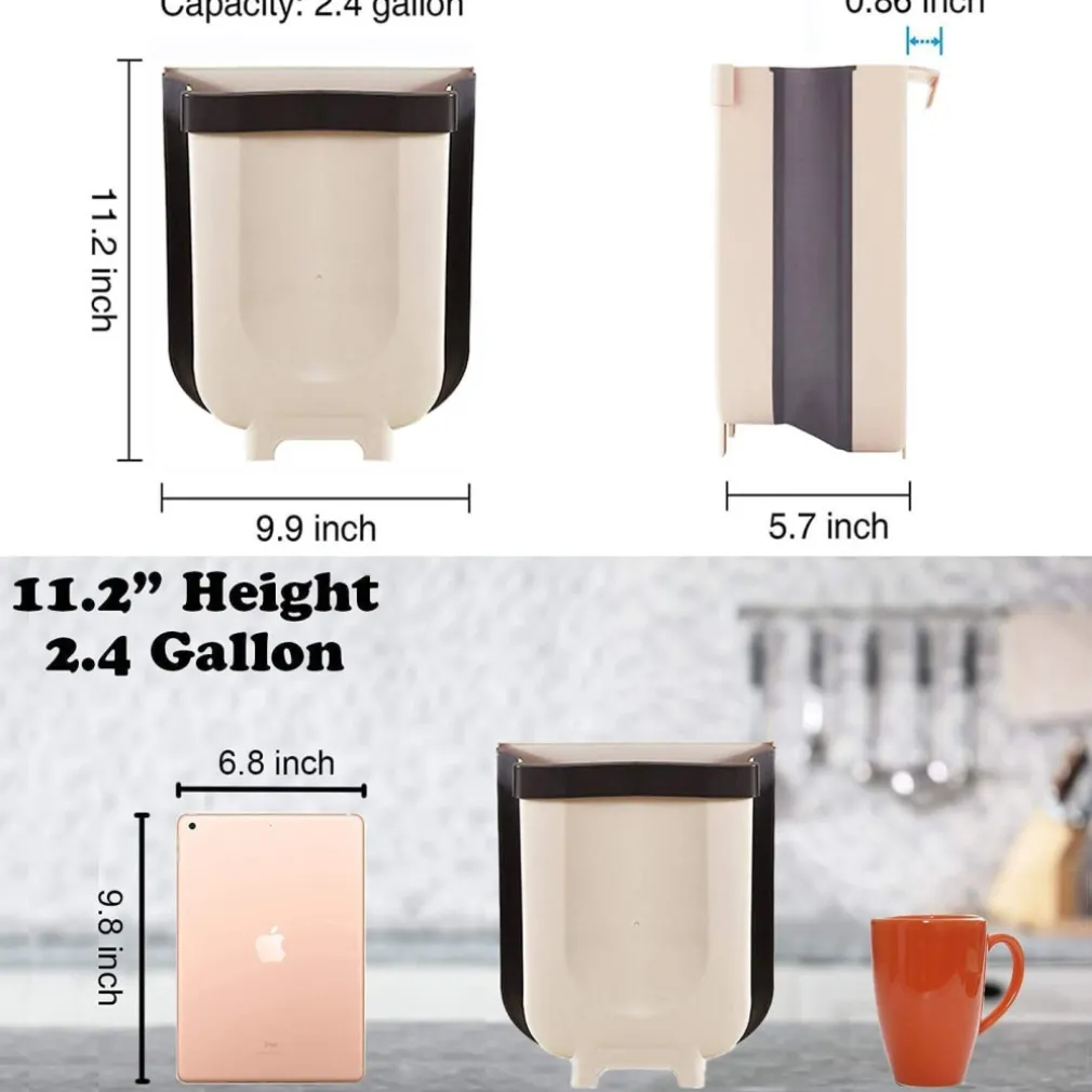 PATTUMIERA DA CUCINA CESTINO SPAZZATURA SOSPESO PIEGHEVOLE IN PLASTICA DA ANTA