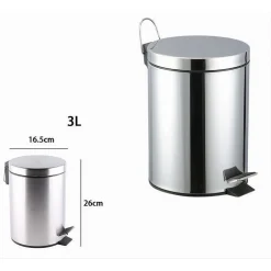 PATTUMIERA IN ACCIAIO A PEDALE 3LT BIDONE CESTINO SPAZZATURA DIFFERENZIATA 87441