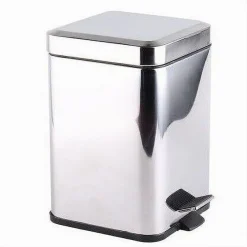 PATTUMIERA IN ACCIAIO A PEDALE 6 LITRI BIDONE CESTINO SPAZZATURA QUADRATO 87446