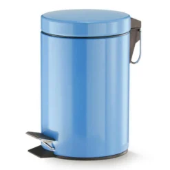 PATTUMIERA IN ACCIAIO A PEDALE 3 LITRI BIDONE CESTINO SPAZZATURA BLU PER BAGNO
