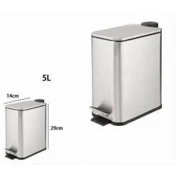 PATTUMIERA IN ACCIAIO A PEDALE 5LITRI BIDONE CESTINO SPAZZATURA RETTANGOLO 87447