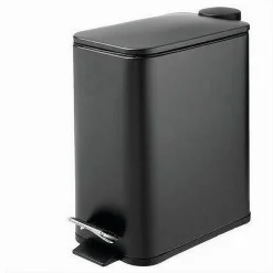 PATTUMIERA IN ACCIAIO PEDALE 5LT BIDONE CESTINO SPAZZATURA RETTANGOLO NERO 87448