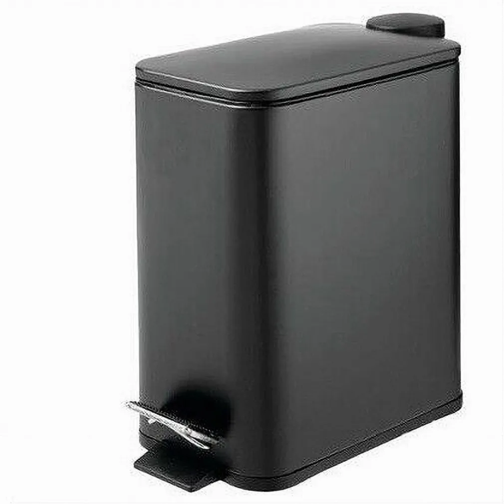 PATTUMIERA IN ACCIAIO PEDALE 5LT BIDONE CESTINO SPAZZATURA RETTANGOLO NERO 87448