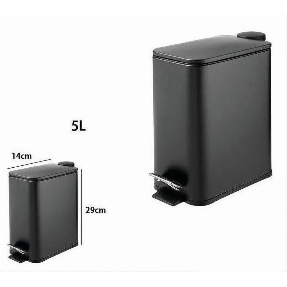 PATTUMIERA IN ACCIAIO PEDALE 5LT BIDONE CESTINO SPAZZATURA RETTANGOLO NERO 87448