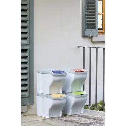 PATTUMIERA PER RACCOLTA DIFFERENZIATA 4 COLORI VERTICALE BIDONI SPAZZATURA 80 LT