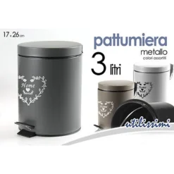 PATTUMIERA PORTASPAZZATURA 17X26CM 3LT DELUXE MODERNO CLASSICO COLORI ASS 664465