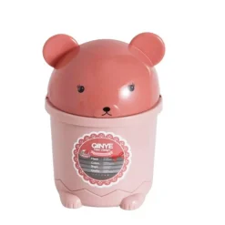 PATTUMIERA ROSA ORSETTO RIBALTABILE SECCHIO RIFIUTI SPAZZATURA DIM 28X18.5 CM