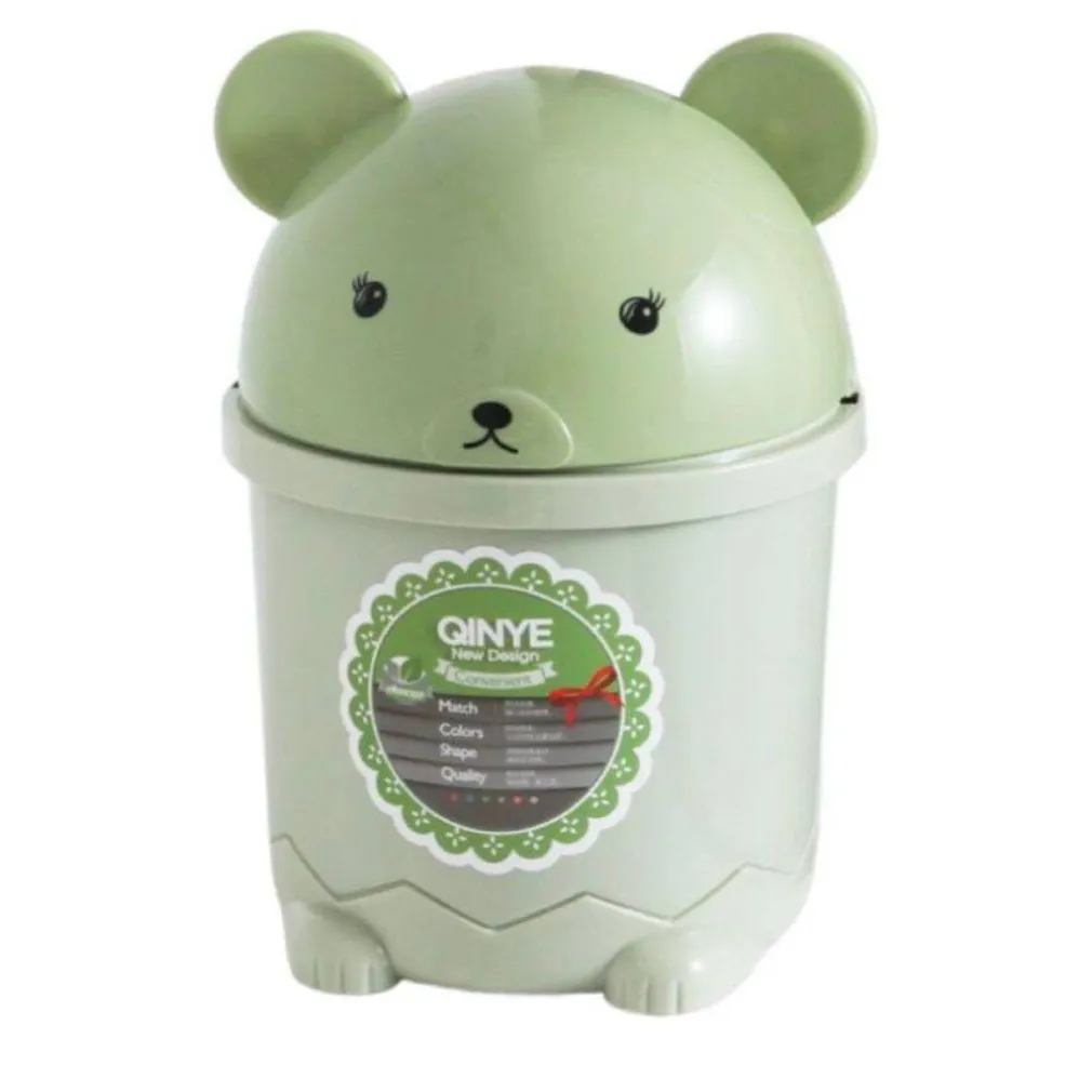 PATTUMIERA VERDE ORSETTO RIBALTABILE SECCHIO RIFIUTI SPAZZATURA DIM 28X18.5CM