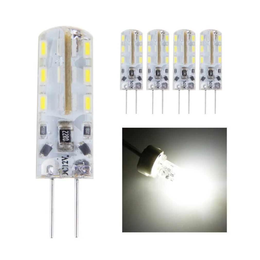 5pcs PEZZI DC12V 3014 SMD G4 Lampadina a led Luminosa 3W Bianco Caldo Freddo