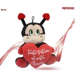 PELUCHE COCCINELLA CON CUORE 22 CM PORTA FORTUNA SAN VALENTINO CON LACCIO 95363