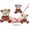 PELUCHE ORSETTO CON CUORE SCRITTA LOVE LAMÈ 16 CM SAN VALENTINO 3 COL.ASS. 93635