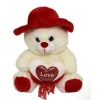 PELUCHE ORSO CON CUORE LOVE CAPPELLO PUPAZZO IDEA REGALO SAN VALENTINO 25CM 67914