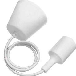 PENDENTE BIANCO RIVESTITO A SOFFITTO PORTALAMPADA LAMPADA MODERNO DESIGN E27