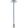 PENDENTE IN ACCIAIO BLU A SOFFITTO CROMATO PORTALAMPADA LAMPADA DESIGN MODERNO