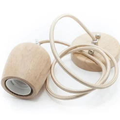 PENDENTE LEGNO A SOFFITTO MINIMAL PORTALAMPADA LAMPADA MODERNO DESIGN E27