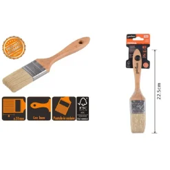 PENNELLO PIATTO 22.5 CM CON MANICO IN LEGNO SETOLE MORBIDE PITTURA VERNICE 90204