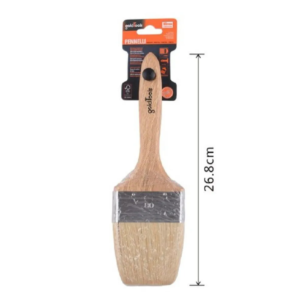 PENNELLO PIATTO 26.8 CM CON MANICO IN LEGNO SETOLE MORBIDE PITTURA VERNICE 90208