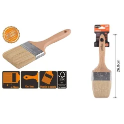 PENNELLO PIATTO 26.8 CM CON MANICO IN LEGNO SETOLE MORBIDE PITTURA VERNICE 90208