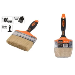 PENNELLO PIATTO 4" 100MM SETOLE MORBIDE PITTURA VERNICE MANICO ANTISCIVOLO 90280
