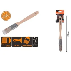 PENNELLO PIATTO 27CM OBLIQUO CON MANICO IN LEGNO SETOLE LUNGHE DA PITTURA 90210