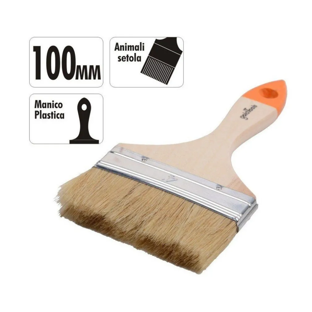 PENNELLO PIATTO DA 4" 100 MM PENNELLESSA PER PITTURA VERNICIARE DIPINGERE 90266