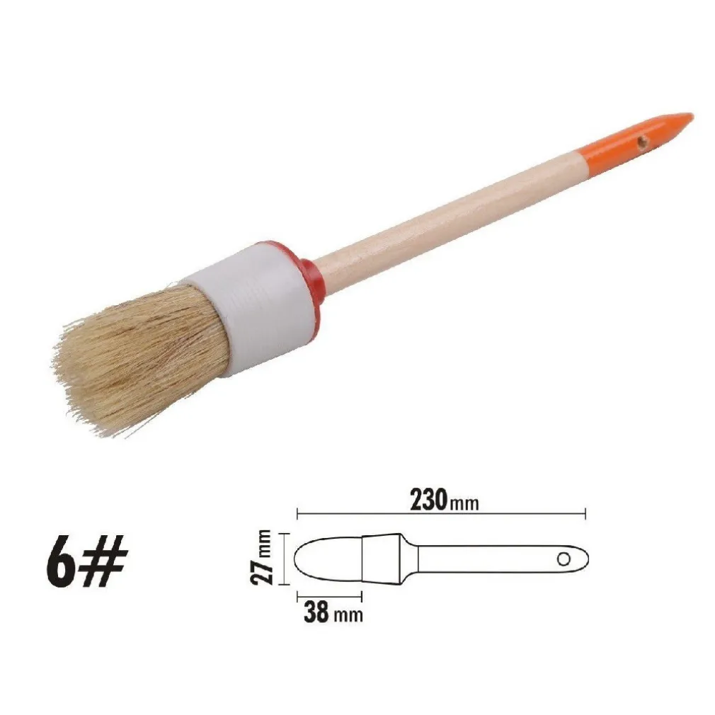 PENNELLO PITTURA MANIGLIA IN LEGNO SETOLE NATURALI A TESTA TONDA 38 MM 6" 90291