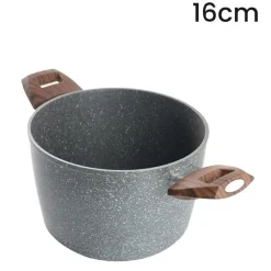 PENTOLA ANTIADERENTE ANTIGRAFFIO RESISTENTE 2 MANICI LEGNO PER PIANO INDUZIONE DA Ø16-20CM