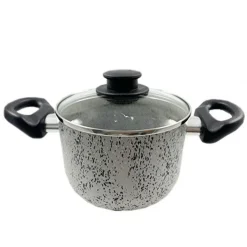 PENTOLA 16CM ANTIADERENTE ANTIGRAFFIO 7 STRATI 2 MANICI CON COPERCHIO IN VETRO 032871M