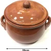 PENTOLA TEGAME IN TERRACOTTA BOMBATA CON MANICI E COPERCHIO DA FORNO COTTURA 20