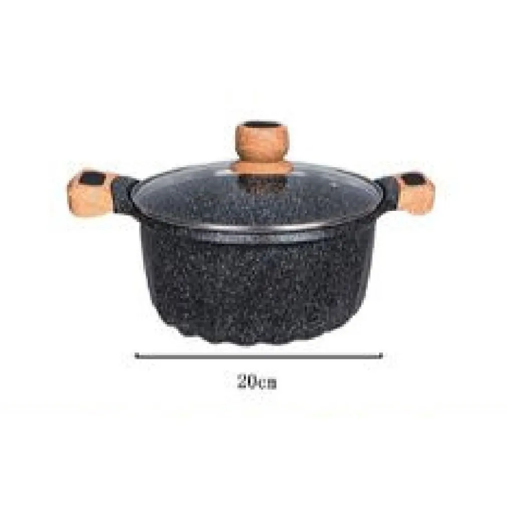 PENTOLA TEGAME PER ZUPPA RIVESTITO GRANITO CON COPERCHIO 20CM ANTIADERENTE T-9481