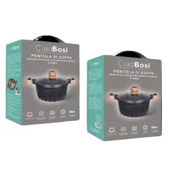 PENTOLA TEGAME PER ZUPPA RIVESTITO GRANITO CON COPERCHIO 20CM ANTIADERENTE T-9481