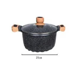 PENTOLA TEGAME PER ZUPPA RIVESTITO IN GRANITO CON COPERCHIO VETRO 24 CM T-9482