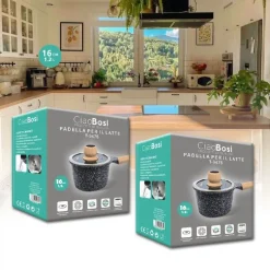 PENTOLINO PADELLA LATTE PENTOLA BOLLILATTE CON MANICO COPERCHIO 16CM 1,2LT T-9475