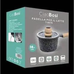 PENTOLINO PADELLA LATTE PENTOLA BOLLILATTE CON MANICO COPERCHIO 16CM 1,2LT T-9475