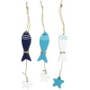 PESCE CON STELLINA IN LEGNO ARREDAMENTO DECORAZIONE CASA SEA STYLE